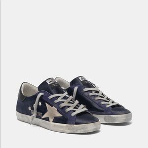 Golden Goose super-star sneakers in satin (navy)